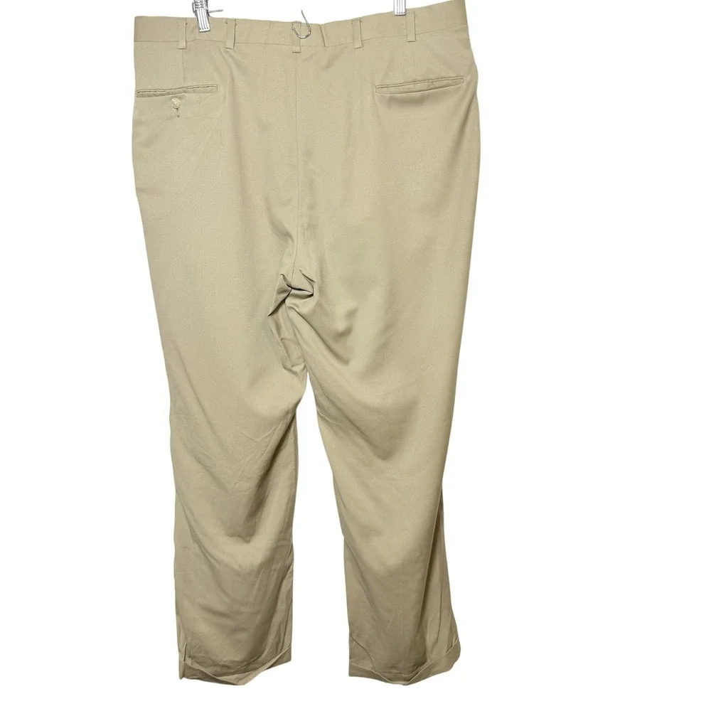 Hart Schaffner Marx Gold Trumpeter Mens 40 Tan Super 100s Wool Pleated Pants